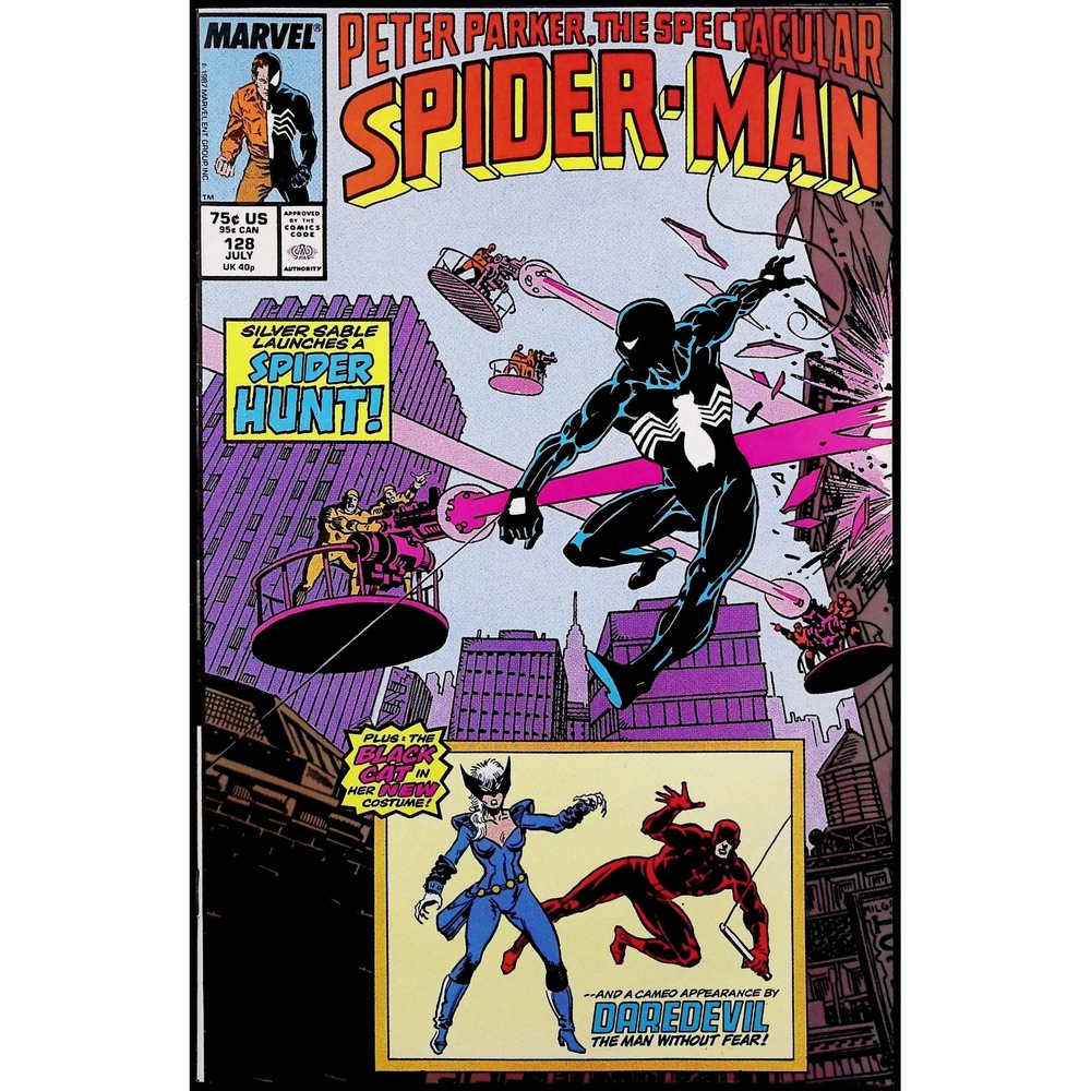 Spectacular Spider-Man #128 Marvel Comics 1987 Black Cat Costume Key Comic Book